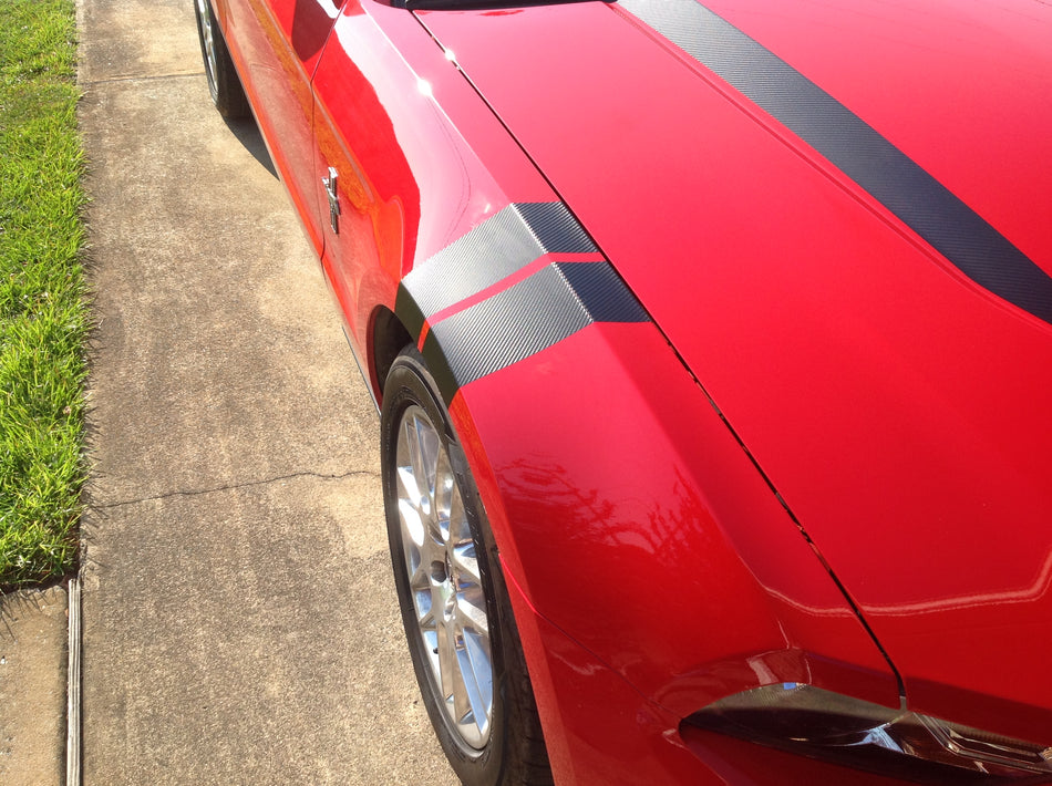 FORD MUSTANG CARBON FIBER DOUBLE FENDER HASH RACING STRIPES GT 0073
