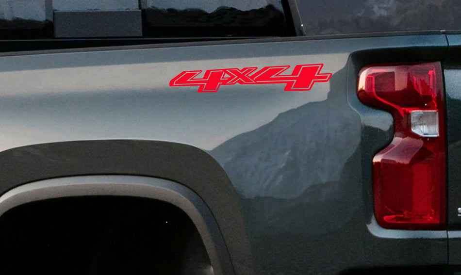 1 Color 4x4 Vinyl Decal for Truck Bed Fits: 2014-2018GMC Chevrolet Silverado