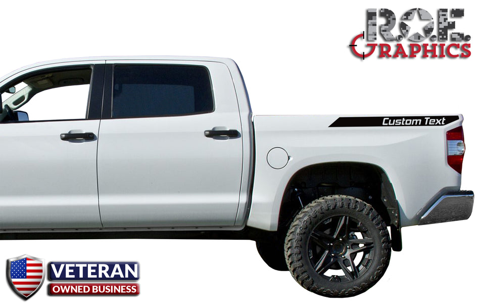 Custom Text bed stripe Decals Vinyl Stickers Bedside Set fits Toyota Tundra