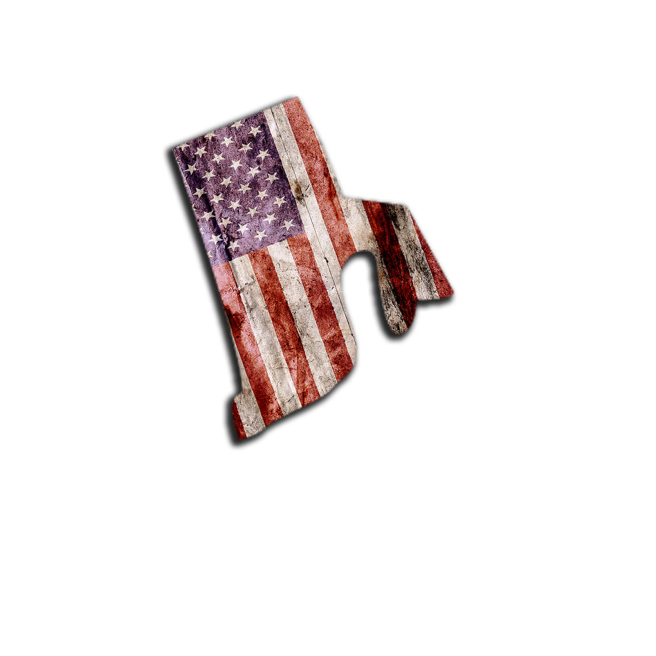 Rhode Island Distressed Tattered Subdued USA American Flag Vinyl Sticker
