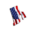 Rhode Island Waving USA American Flag. Patriotic Vinyl Sticker