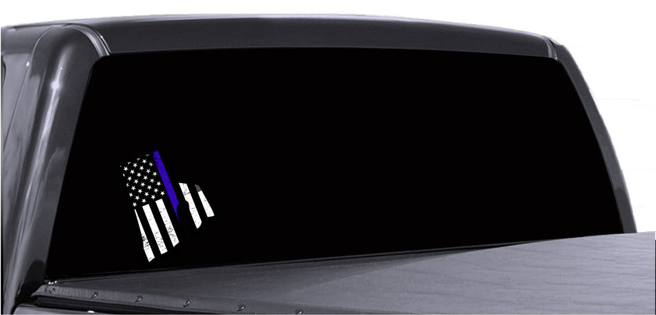 Rhode Island Distressed Subdued US Flag Thin Blue Line/Thin Red Line/Thin Green Line Sticker. Support Police/Firefighters/Military