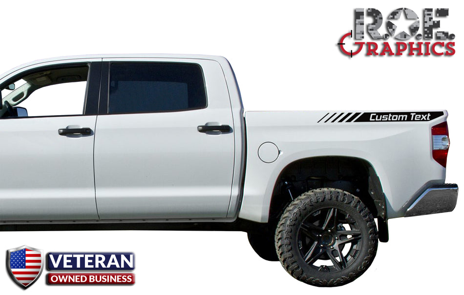 Custom Text bed stripe Decals Vinyl Stickers Bedside Set fits Toyota Tundra