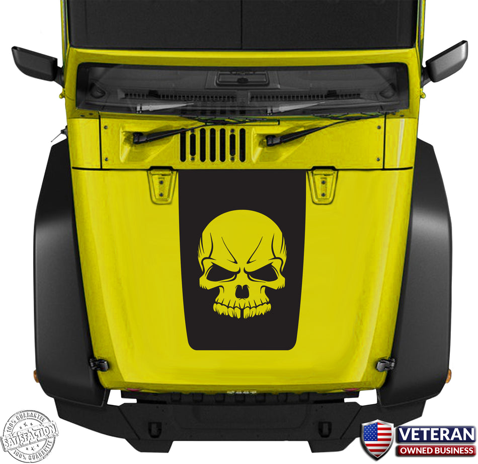 Hood Blackout Skull Vinyl Decal fits Jeep Wrangler JK TJ LJ