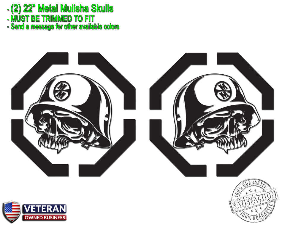(2) Metal Mulisha Skull Vinyl Decals 22" X 22" Motocross Window Truck Bedside