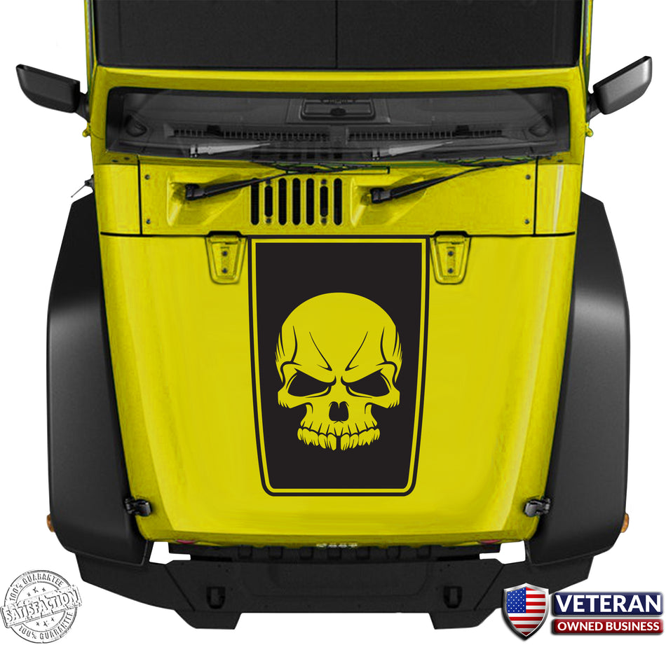 Hood Blackout Skull Vinyl Decal fits Jeep Wrangler JK TJ LJ