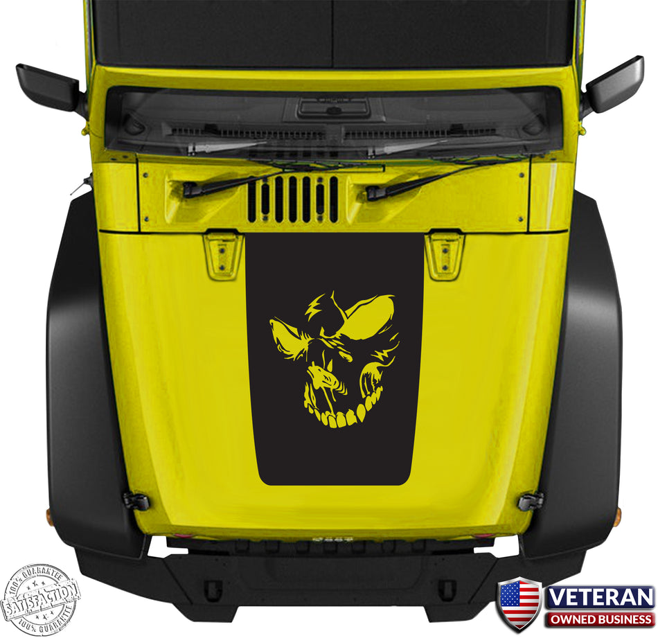 Hood Blackout Skull Evil Face Vinyl Decal fits Jeep Wrangler JK TJ LJ 0148/0149