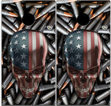Bullets and Skull American Flag Custom Cornhole Vinyl Wrap