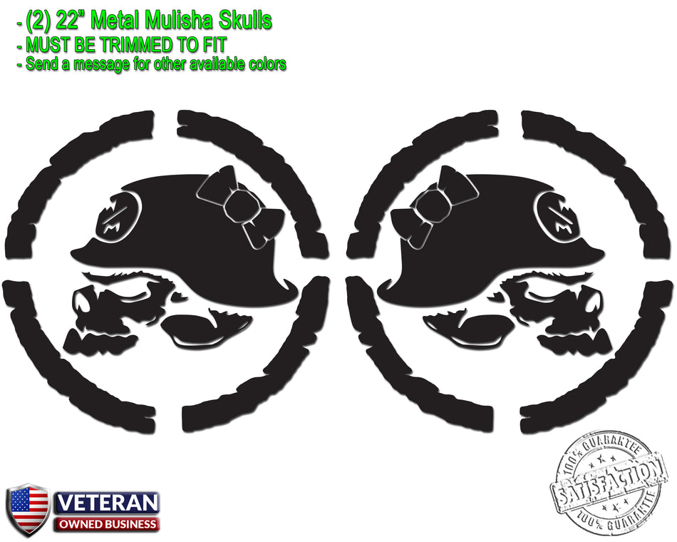 (2) Metal Mulisha Girl Skull Bow Vinyl Decals 22" X 22" Window Truck Bedside