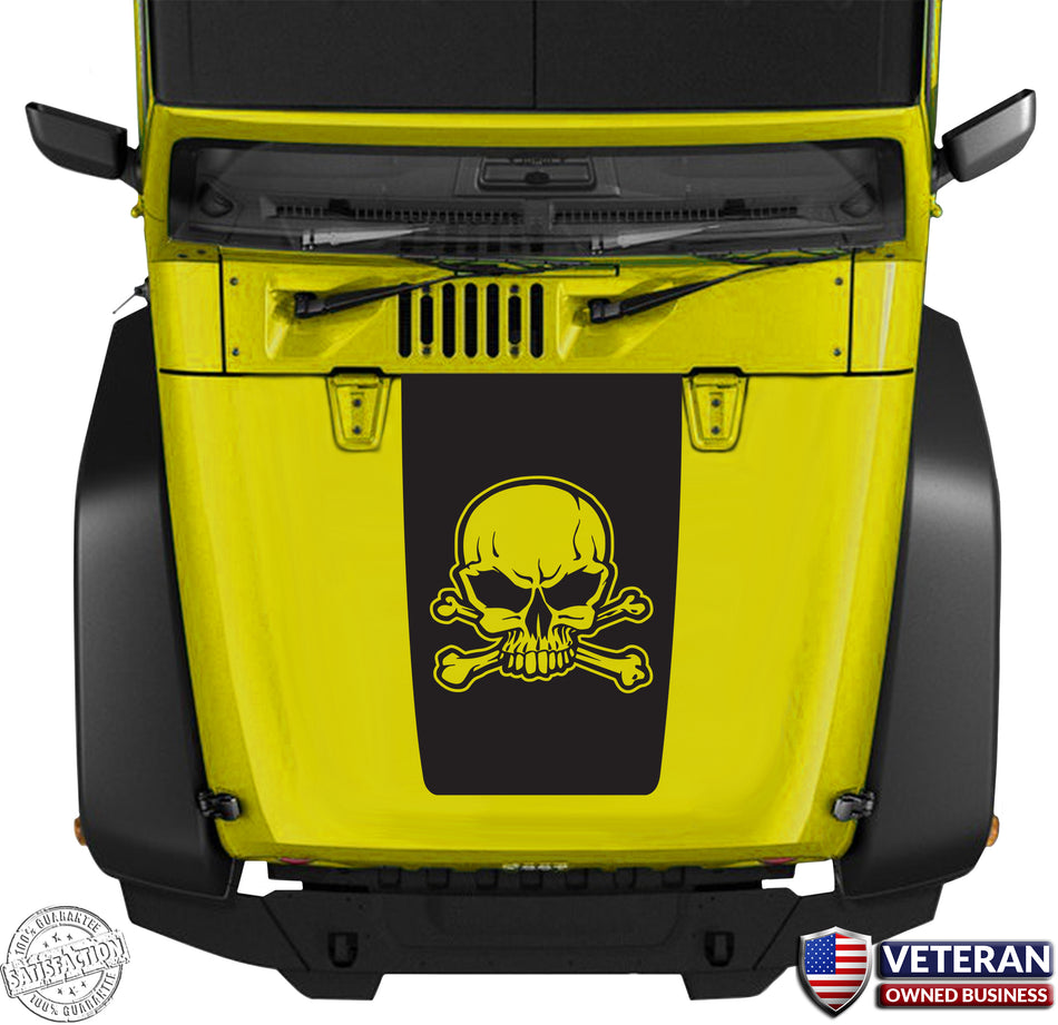 Hood Blackout Skull and Bones Vinyl Decal fits Jeep Wrangler JK TJ LJ