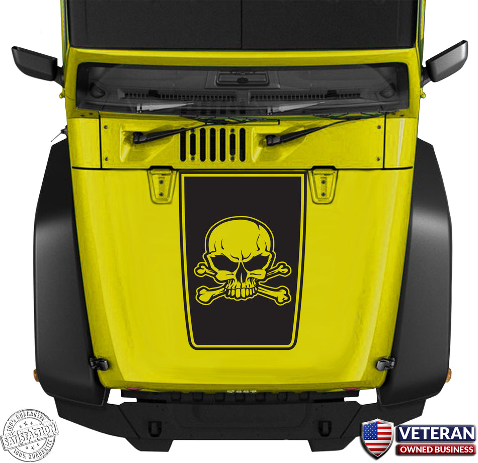 Hood Blackout Skull and Bones Vinyl Decal fits Jeep Wrangler JK TJ LJ