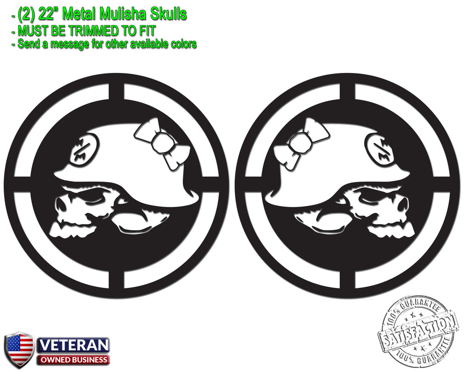 (2) Metal Mulisha Girl Skull Bow Vinyl Decals 22" X 22" Window Truck Bedside