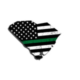 South Carolina Distressed Subdued US Flag Thin Blue Line/Thin Red Line/Thin Green Line Sticker. Support Police/Firefighters/Military