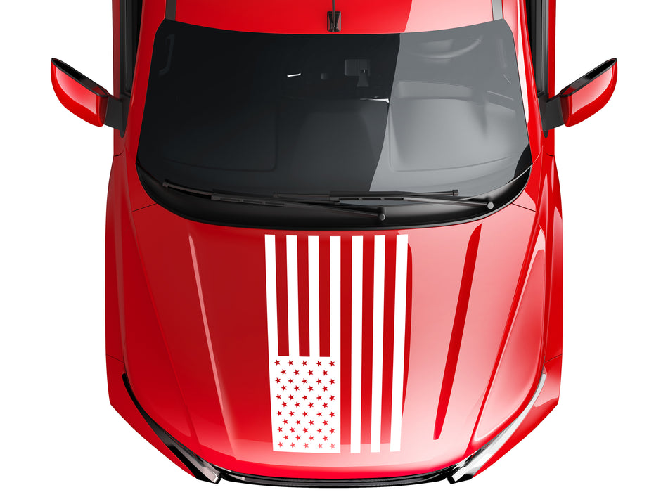 Standard US American Flag hood vinyl decal fits: Dodge Ram Chevrolet Ford Toyota Nissan-0066