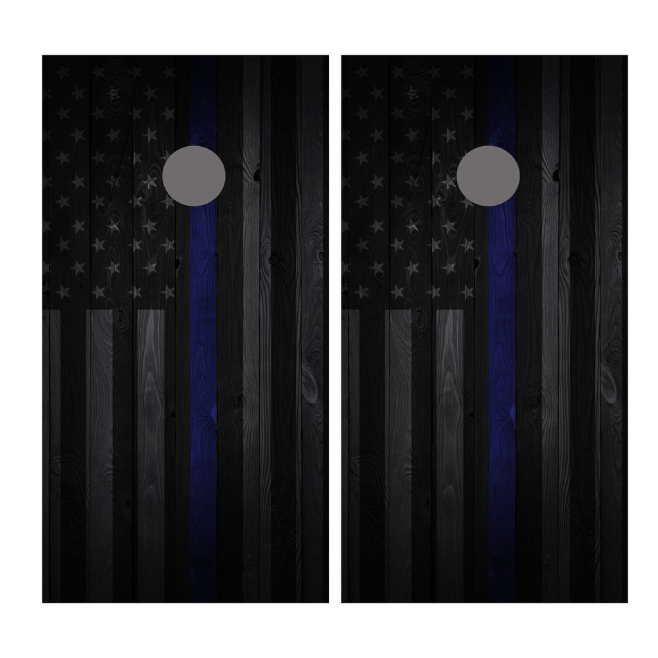 Thin Blue Line Flag Cornhole Board Wrap Vinyl