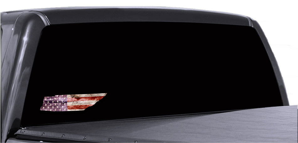 Tennessee Distressed Tattered Subdued USA American Flag Vinyl Sticker