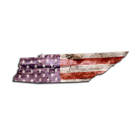 Tennessee Distressed Tattered Subdued USA American Flag Vinyl Sticker