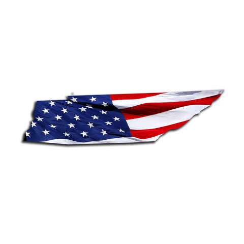 Tennessee Waving USA American Flag. Patriotic Vinyl Sticker