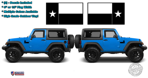 (2) 6 or 12" Texas State Flag Vinyl Hood Decals Lone Star State USA fits: Jeep Wrangler 0103