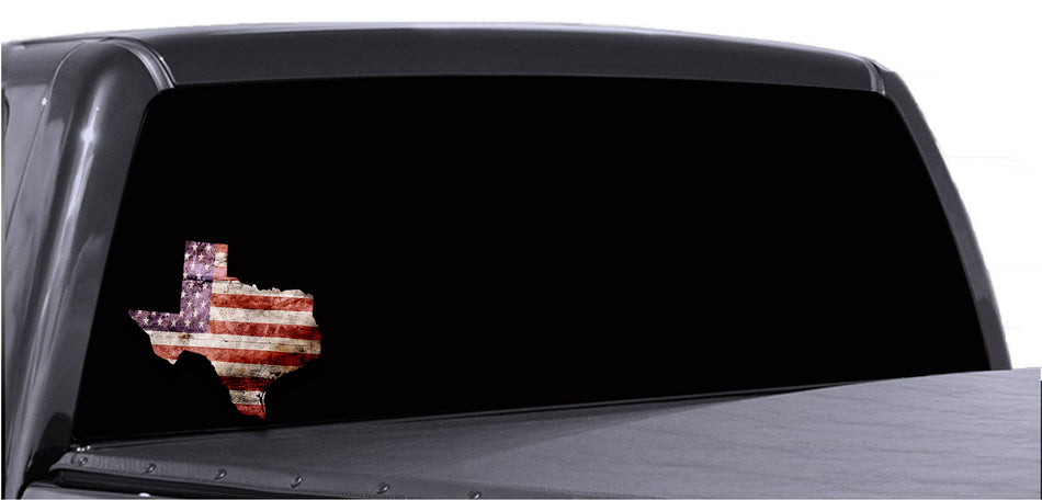 Texas Distressed Tattered Subdued USA American Flag Vinyl Sticker