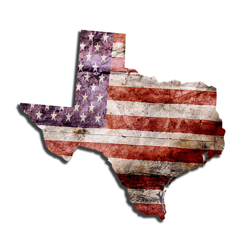 Texas Distressed Tattered Subdued USA American Flag Vinyl Sticker