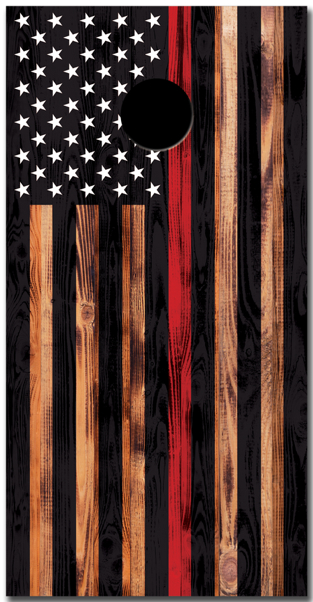 American Flag TRl Thin Red Line Custom Vinyl Cornhole Wrap