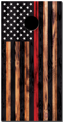 American Flag TRl Thin Red Line Custom Vinyl Cornhole Wrap