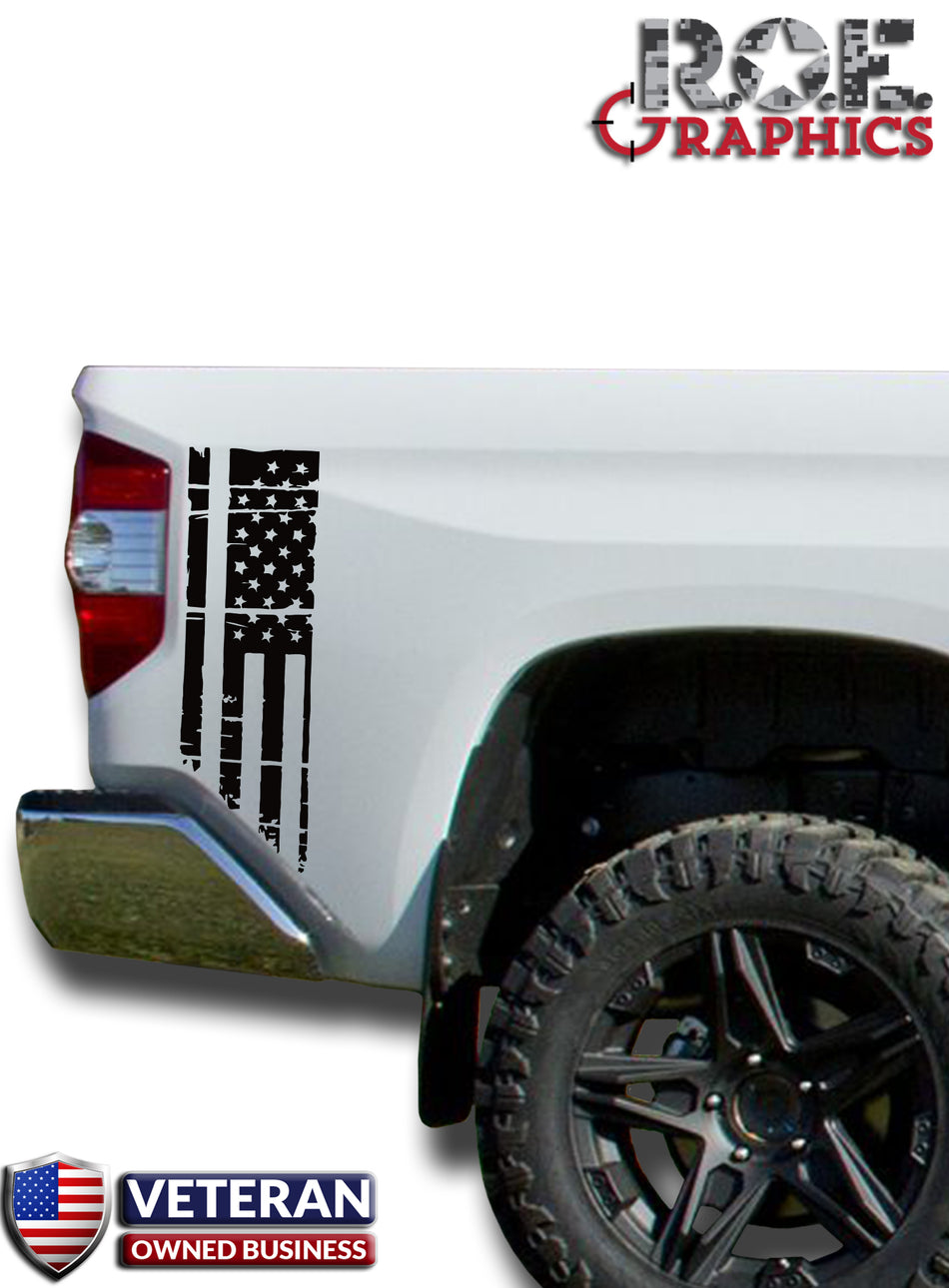 American Flag USA Bedside Decals Vinyl Sticker: fits 2014-2018 Toyota Tundra