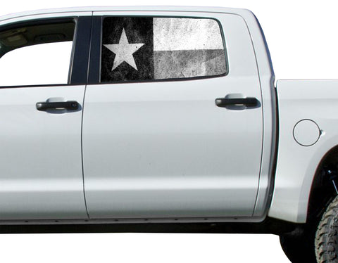 Universal Texas State Flag Black & White Window Tint Perforated Vinyl Fits: Trucks Ford Ram Chevy Nissan Toyota