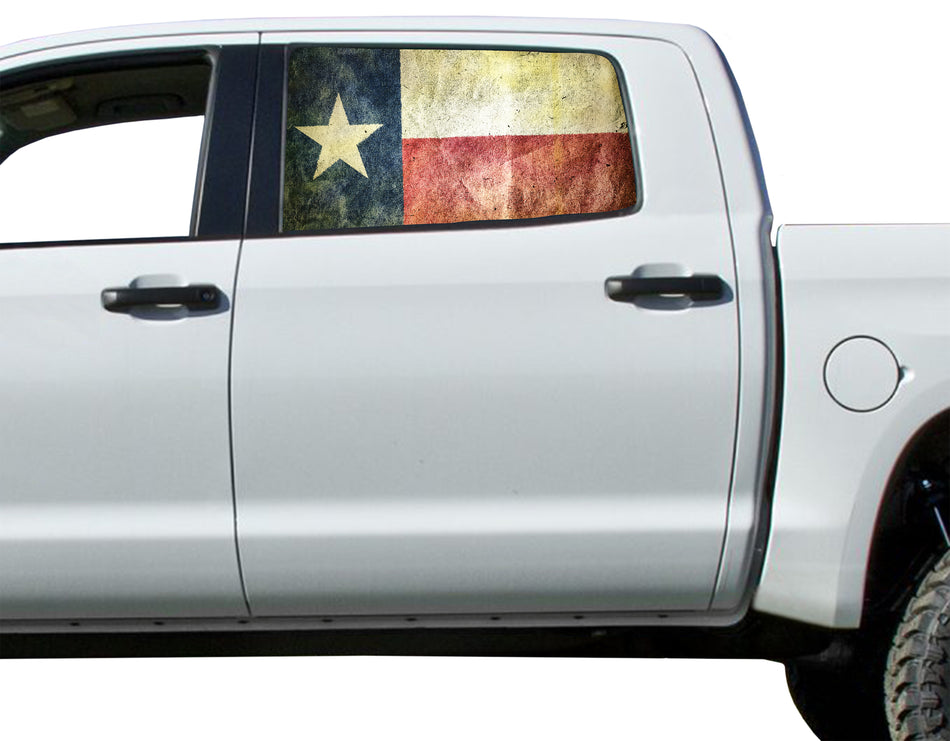 Universal Texas State Flag Window Tint Perforated Vinyl Fits: Trucks Ford Ram Chevy Nissan Toyota