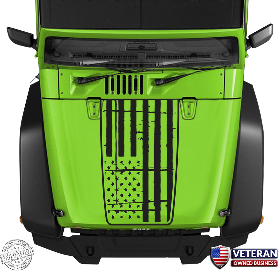 In-versed Grunge American Flag Hood Blackout Vinyl Decal 0039/0040