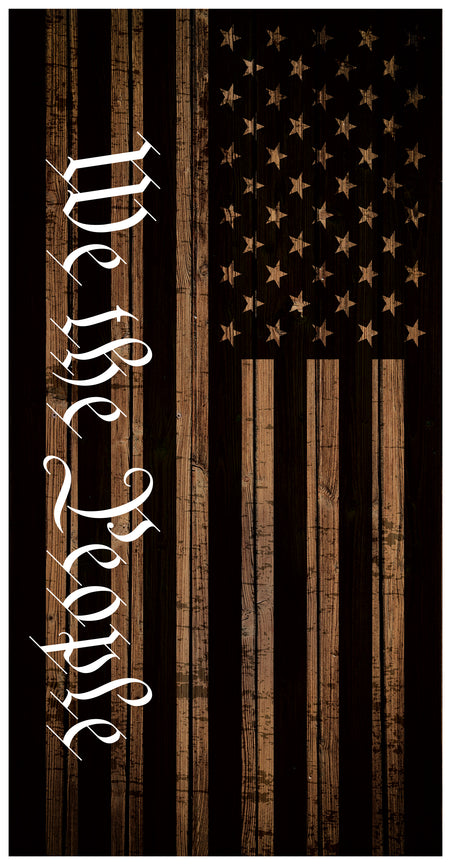 We the People American Flag wood Custom Cornhole Vinyl Wrap