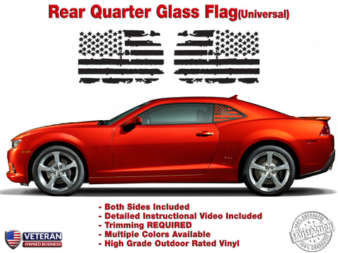 US Flag Vinyl Decal Universal fit Rear Quarter Window Distressed Grunge American