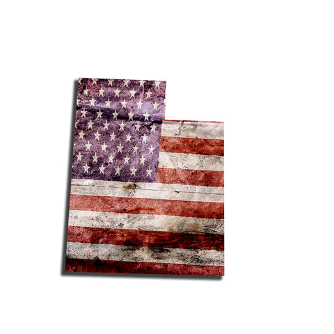 Utah Distressed Tattered Subdued USA American Flag Vinyl Sticker