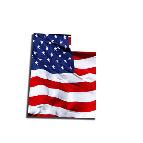 Utah Waving USA American Flag. Patriotic Vinyl Sticker