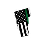 Vermont Distressed Subdued US Flag Thin Blue Line/Thin Red Line/Thin Green Line Sticker. Support Police/Firefighters/Military