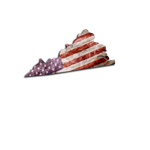 Virginia Distressed Tattered Subdued USA American Flag Vinyl Sticker
