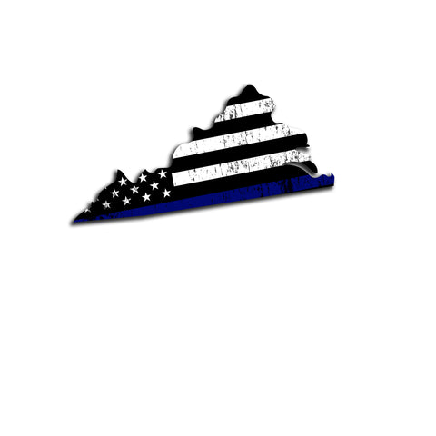 Virginia Distressed Subdued US Flag Thin Blue Line/Thin Red Line/Thin Green Line Sticker. Support Police/Firefighters/Military