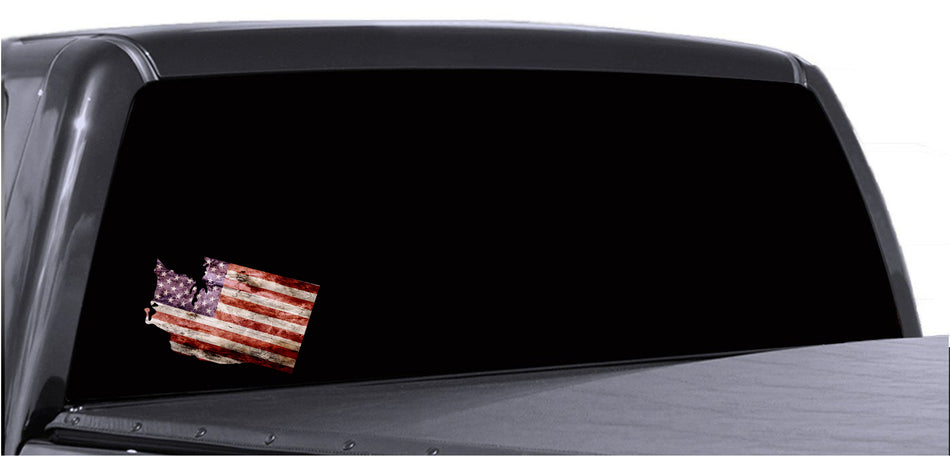 Washington Distressed Tattered Subdued USA American Flag Vinyl Sticker