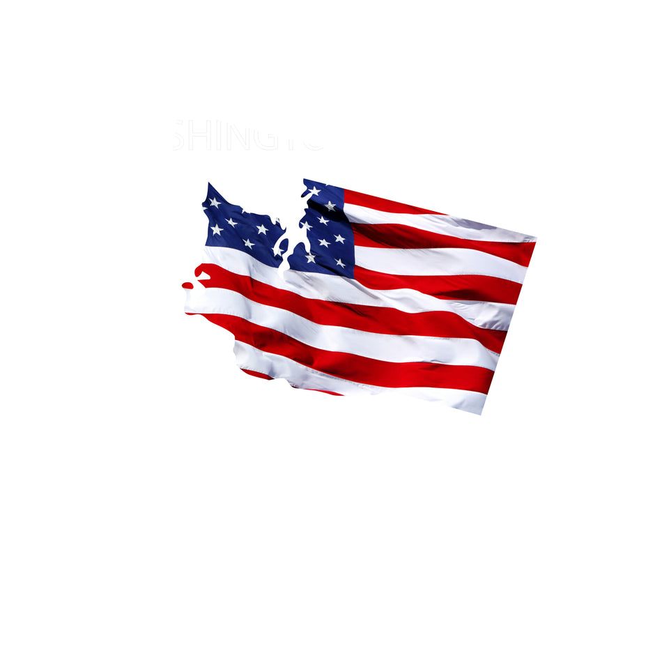 Washington Waving USA American Flag. Patriotic Vinyl Sticker