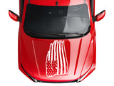 (1) US Flag Distressed Wavy Inverted USA Vinyl Hood Decal fits Jeep Wrangler TJ JK LJ