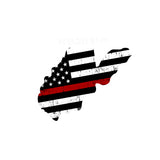 West Virginia Distressed Subdued US Flag Thin Blue Line/Thin Red Line/Thin Green Line Sticker. Support Police/Firefighters/Military