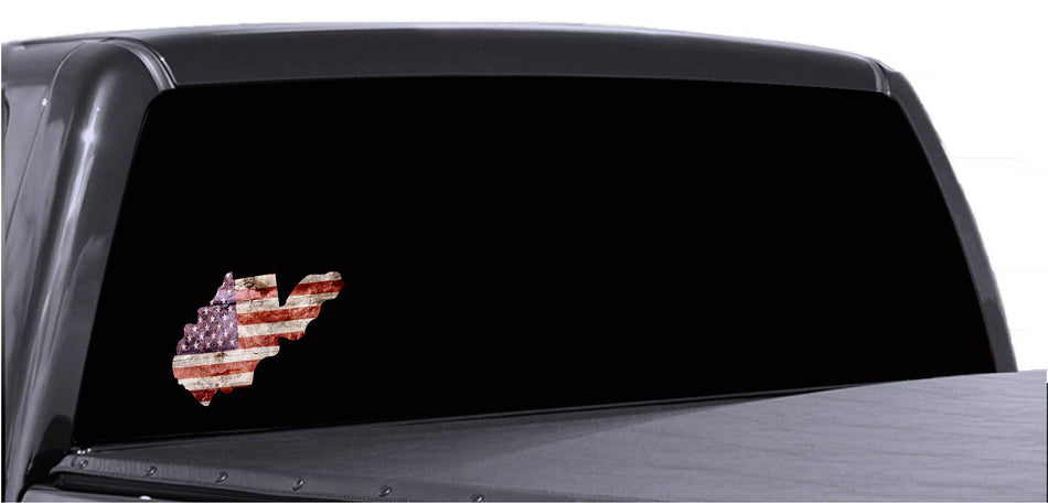 West Virginia Distressed Tattered Subdued USA American Flag Vinyl Sticker