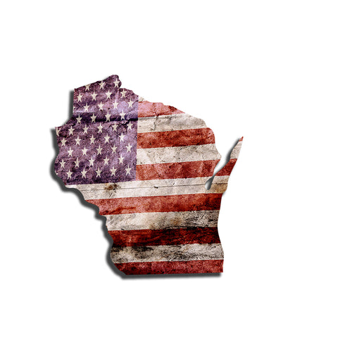 Wisconsin Distressed Tattered Subdued USA American Flag Vinyl Sticker