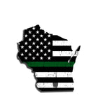 Wisconsin Distressed Subdued US Flag Thin Blue Line/Thin Red Line/Thin Green Line Sticker. Support Police/Firefighters/Military