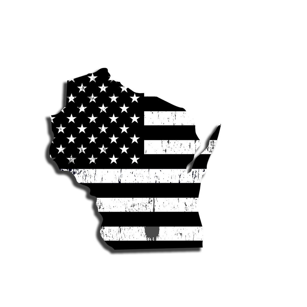 Wisconsin Distressed Subdued US Flag Thin Blue Line/Thin Red Line/Thin ...