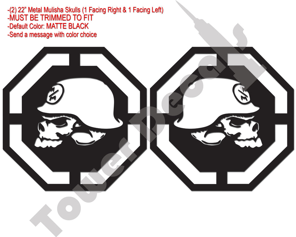 Skulls (2) 22" X 22" Window Bed Decals Fits: F150 F250 Tundra Ram Silverado GMC