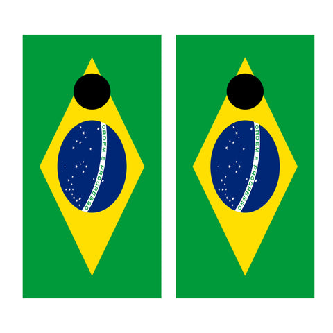 Brazilian Flag Custom Vinyl Cornhole Wrap