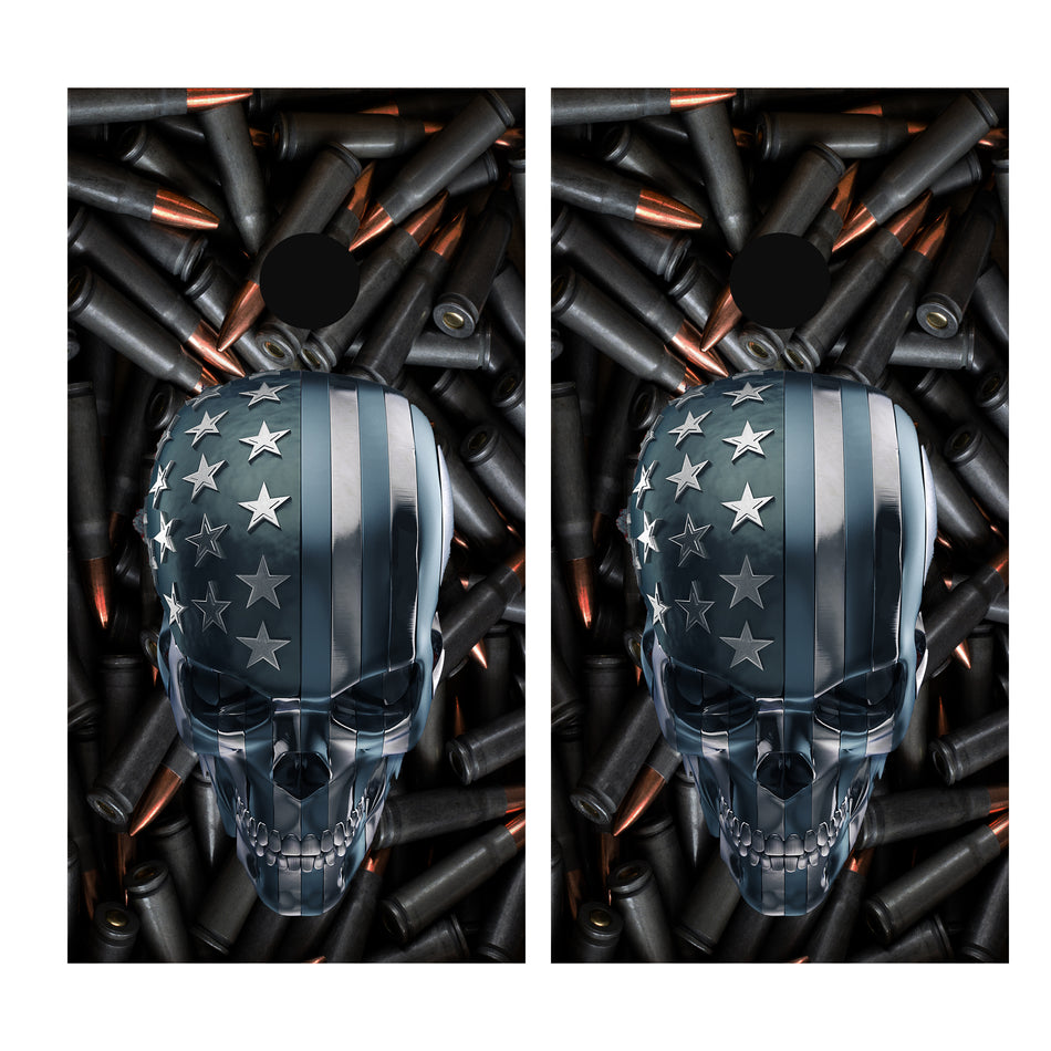 Bullets and Skull Cornhole Board Wrap Vinyl