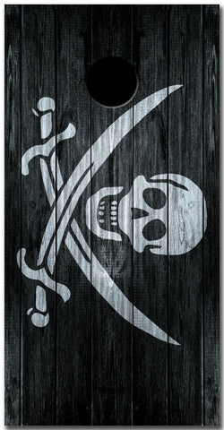 Calico Jack Pirate Skull Custom Cornhole Vinyl Wrap